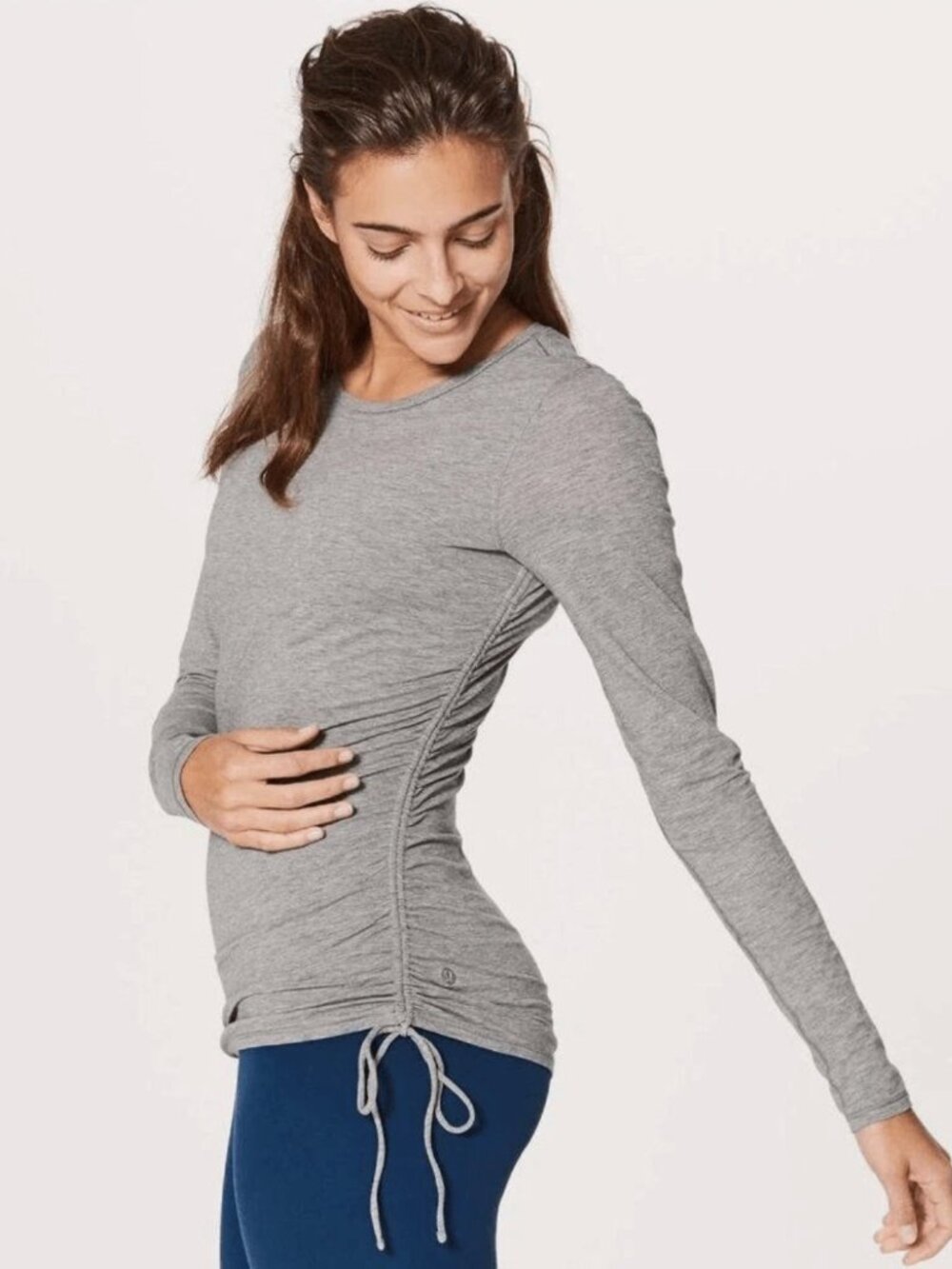 Lululemon Women's Cinch It Long Sleeve Tee Heathered Medium Grey Size 4/6